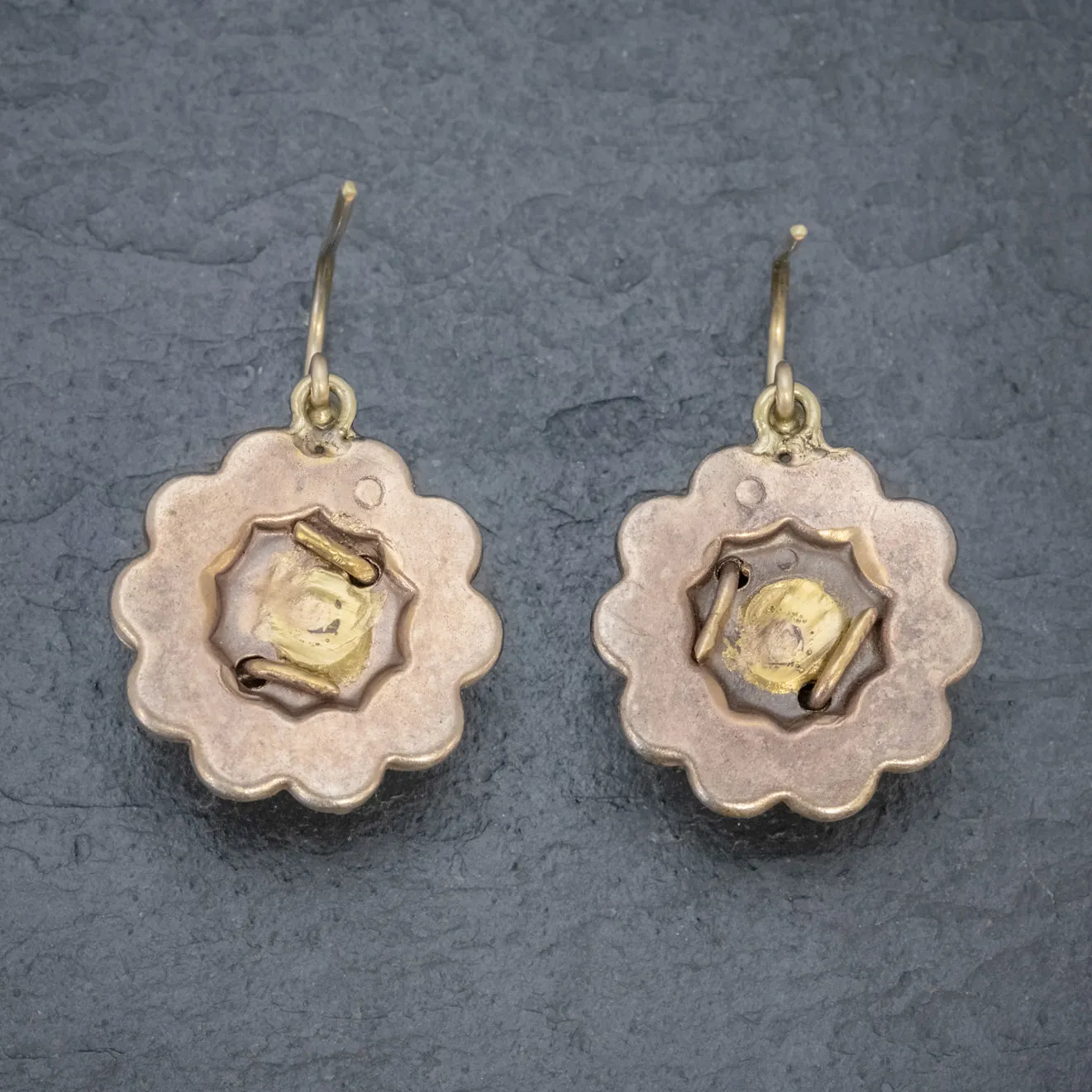 Antique Victorian Red Paste Garnet Flower Earrings Circa 1880