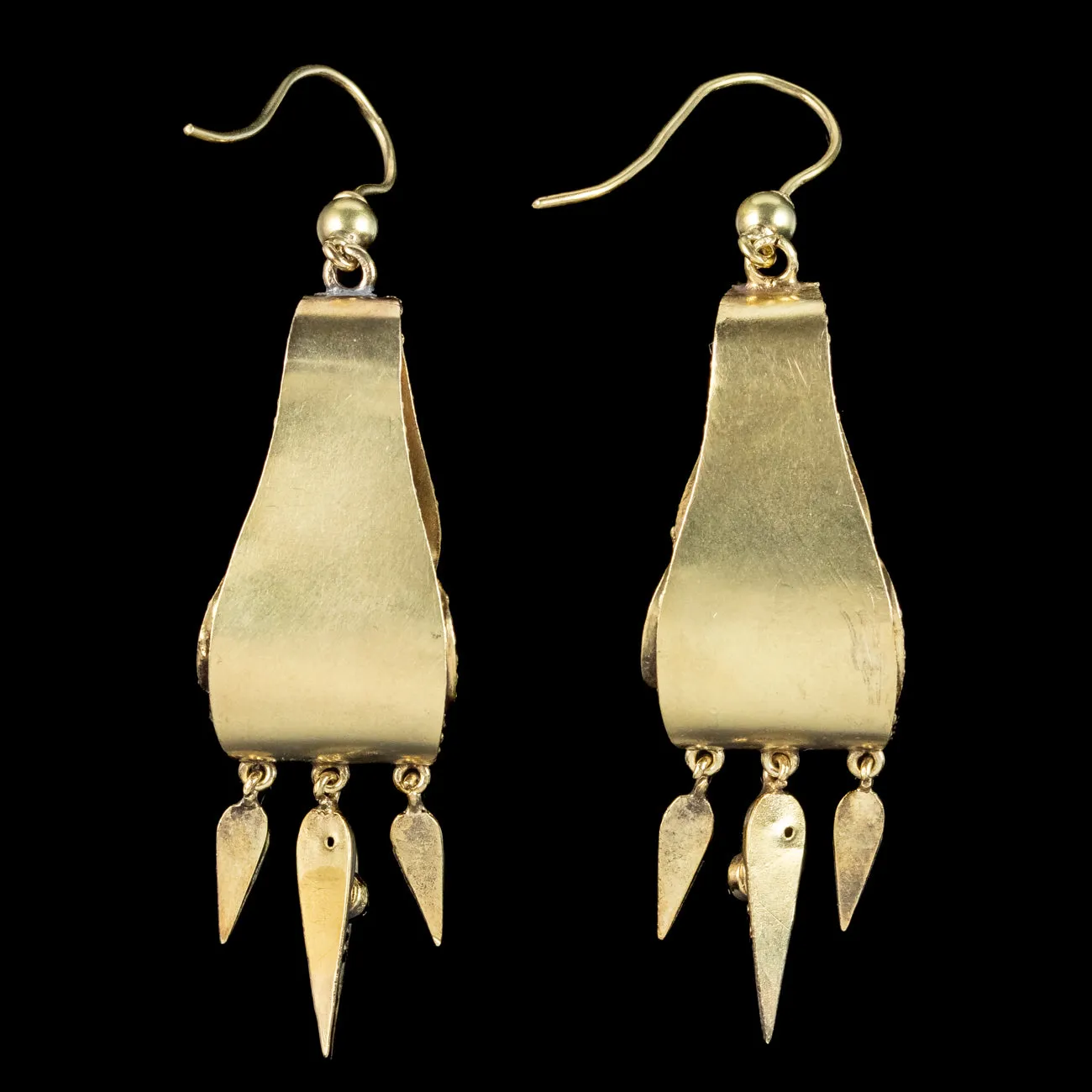 Antique Victorian Turquoise Etruscan Drop Earrings 18ct Gold