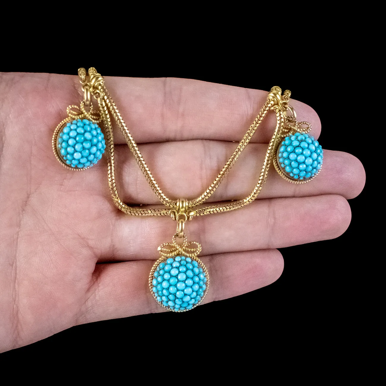 Antique Victorian Turquoise Etruscan Revival Collar Necklace 15ct Gold