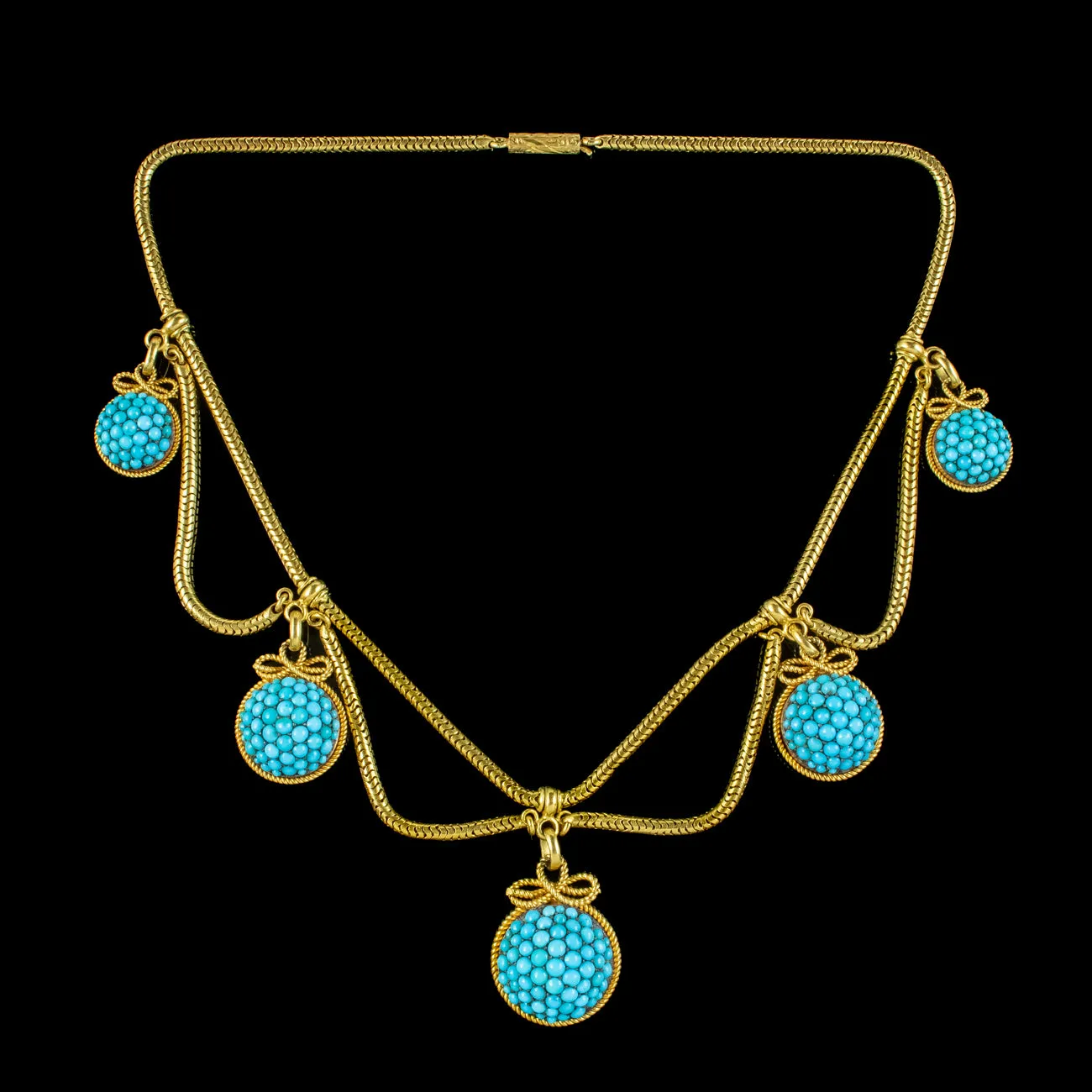 Antique Victorian Turquoise Etruscan Revival Collar Necklace 15ct Gold