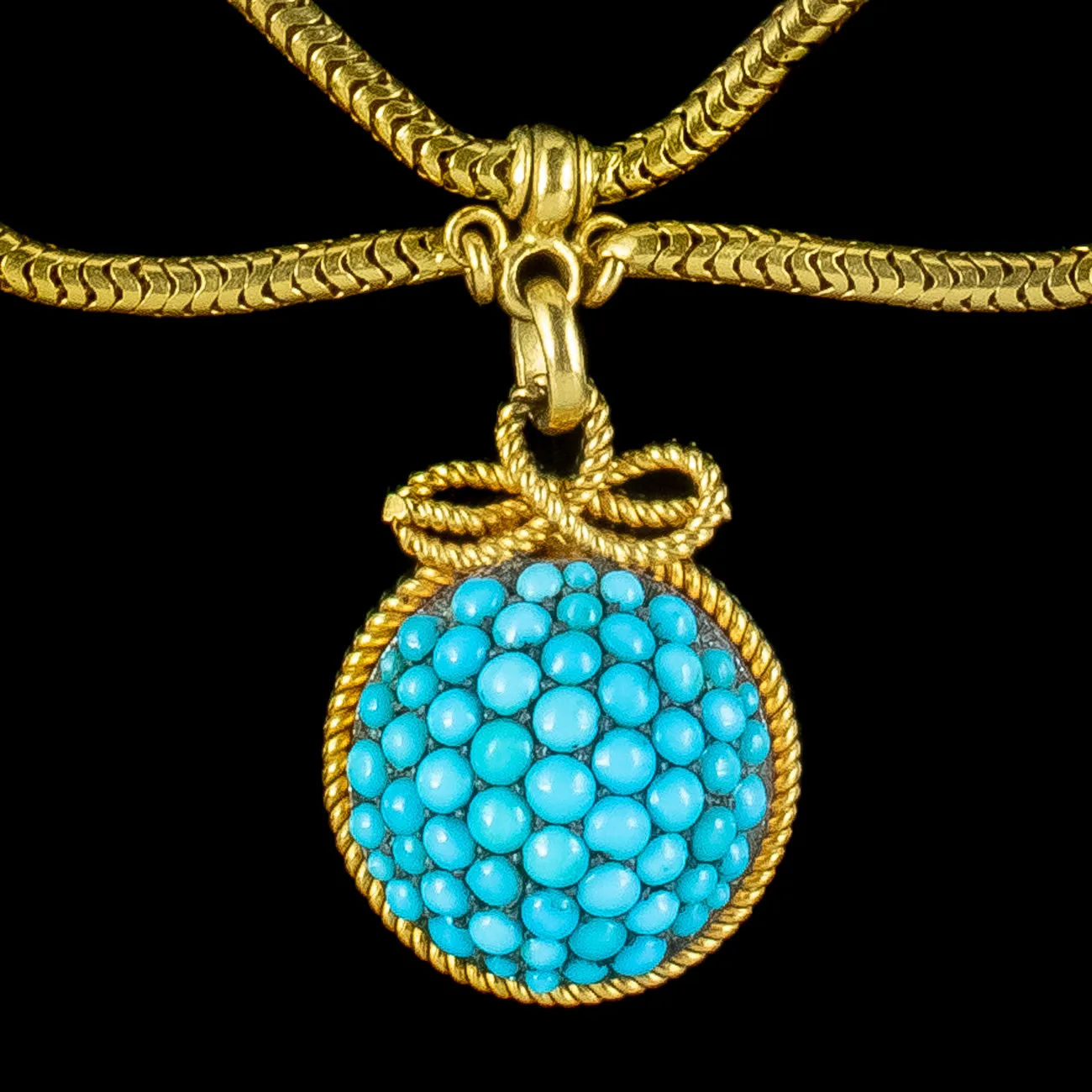 Antique Victorian Turquoise Etruscan Revival Collar Necklace 15ct Gold