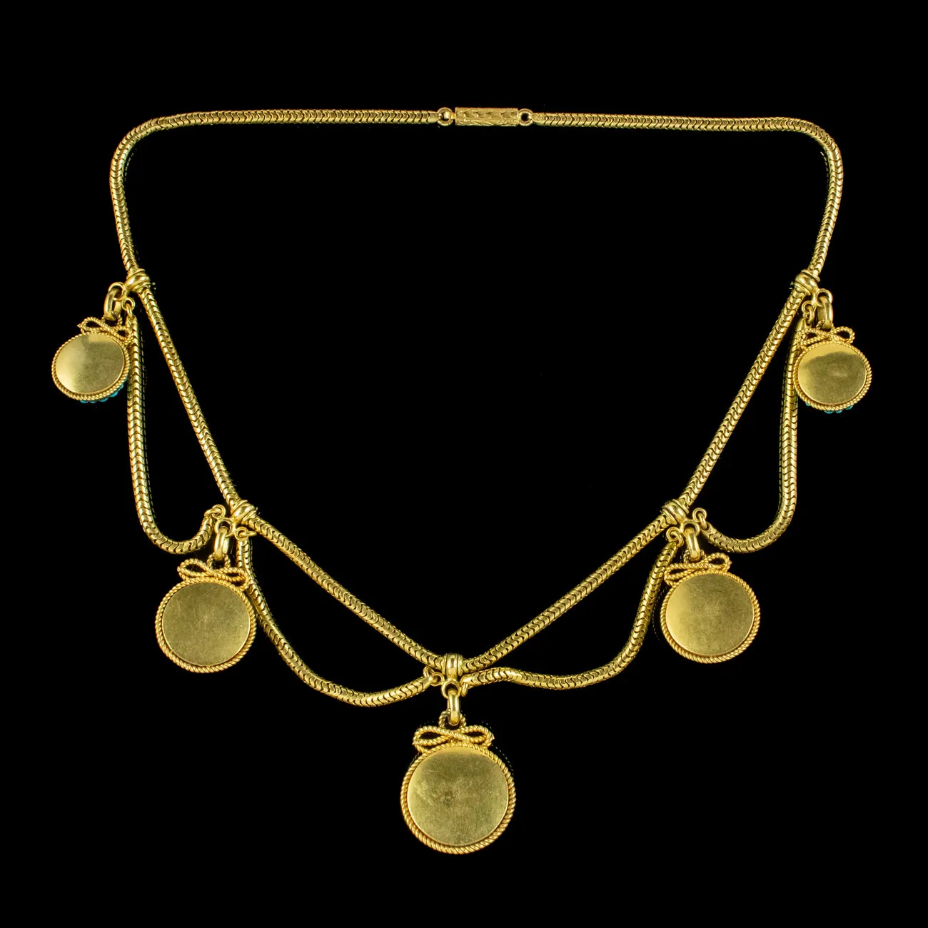 Antique Victorian Turquoise Etruscan Revival Collar Necklace 15ct Gold