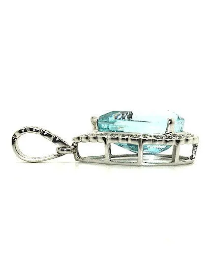 Aquamarine And Diamond  Drop Pendant/ Item Code: PN 11