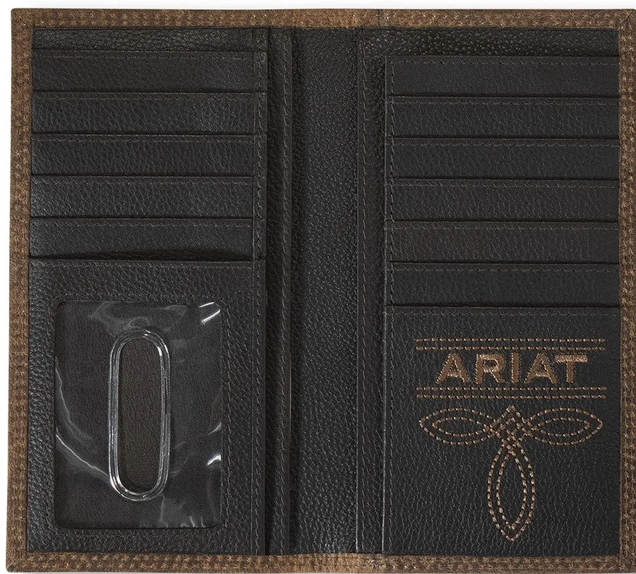 Ariat Men's Rodeo Wallet Bull Hide Brown