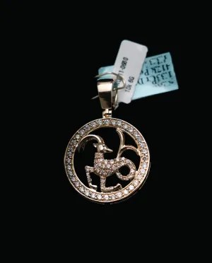 Aries Sign Pendant 10K Yellow Gold With Diamond / 1.33Ct Dia/ 5.5gr