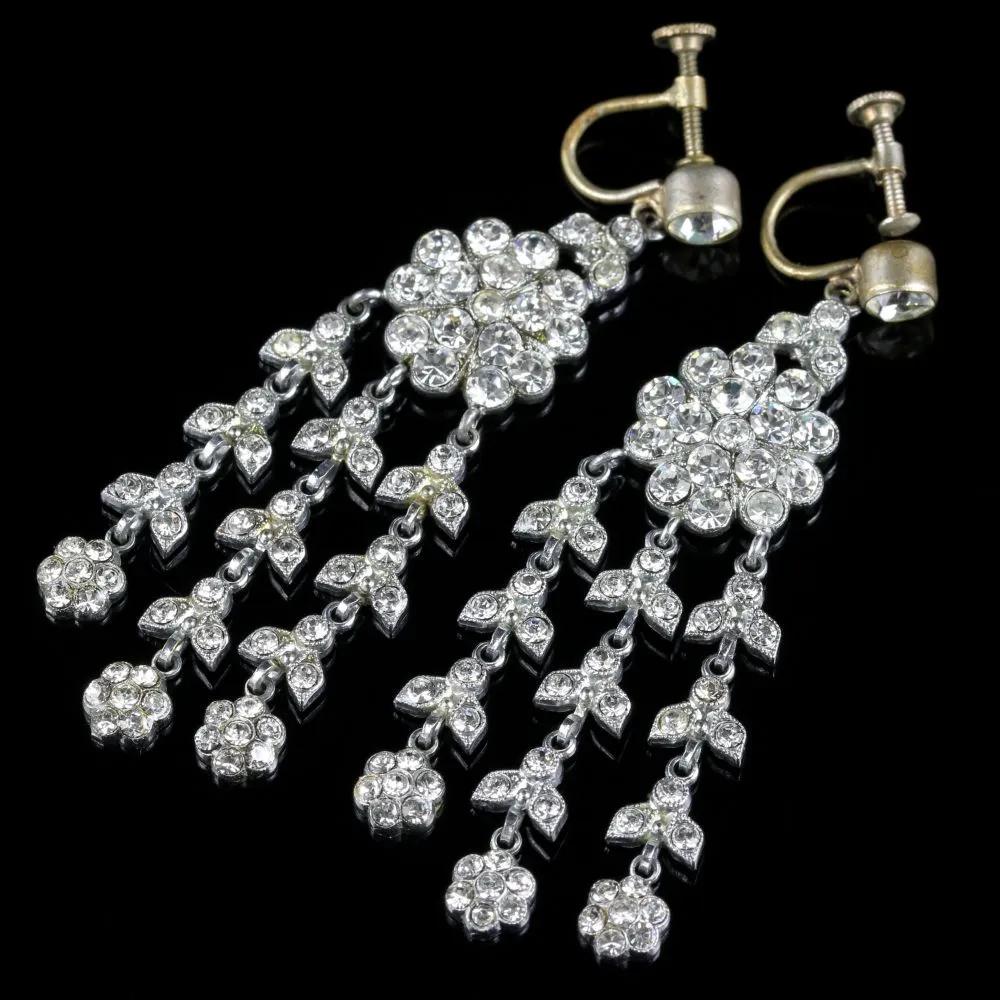 Art Deco Long Paste Earrings