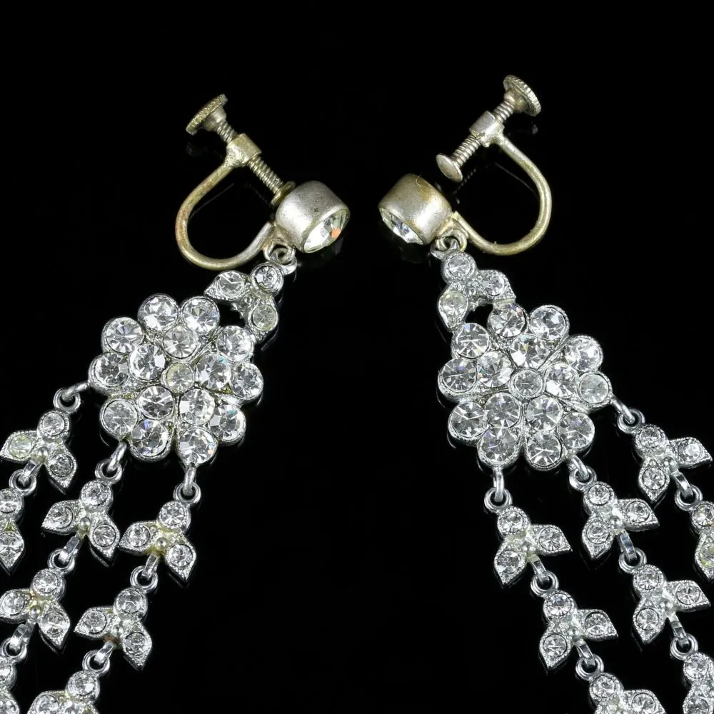 Art Deco Long Paste Earrings