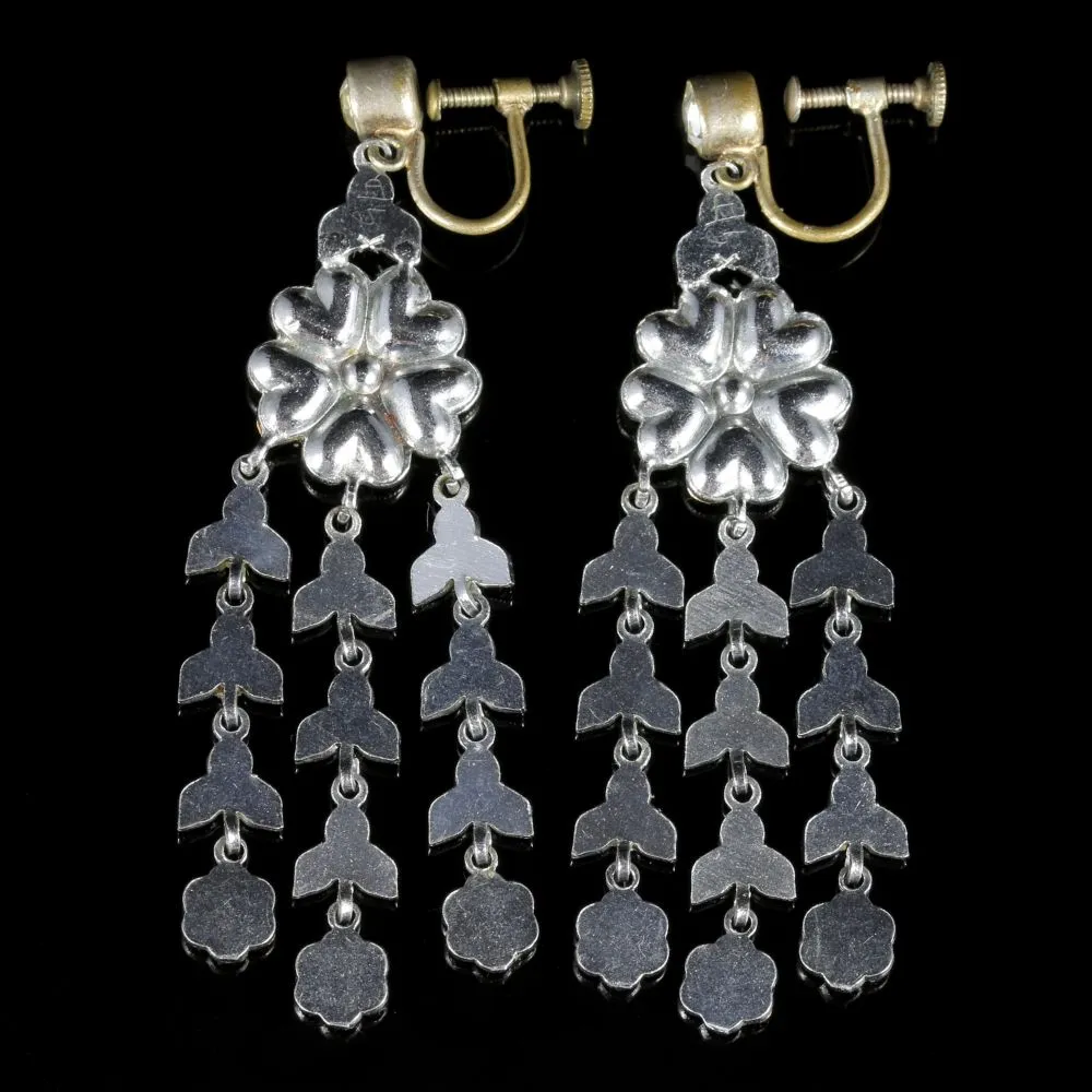 Art Deco Long Paste Earrings