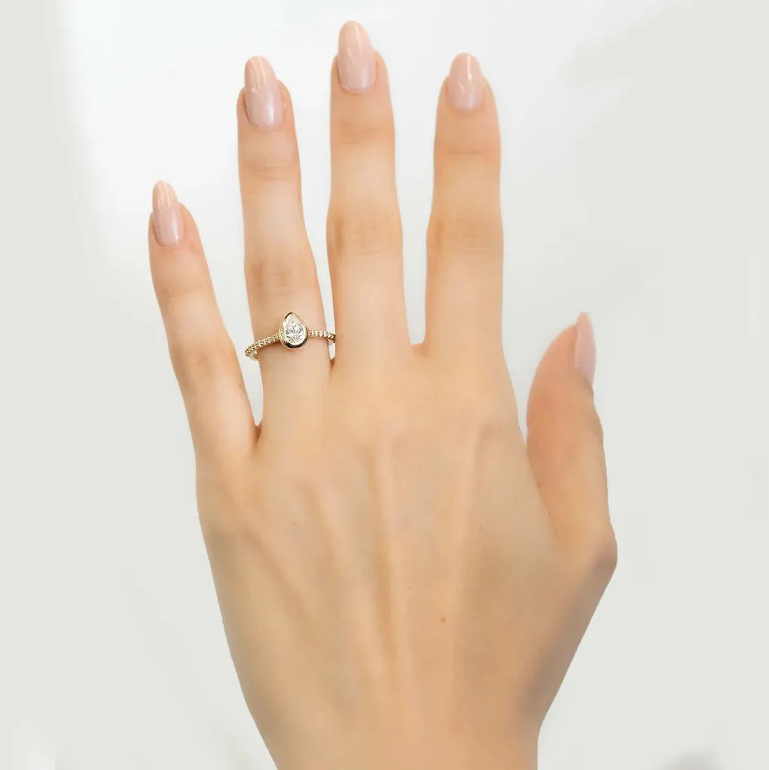 Bezel Set Pear Diamond Engagement Ring