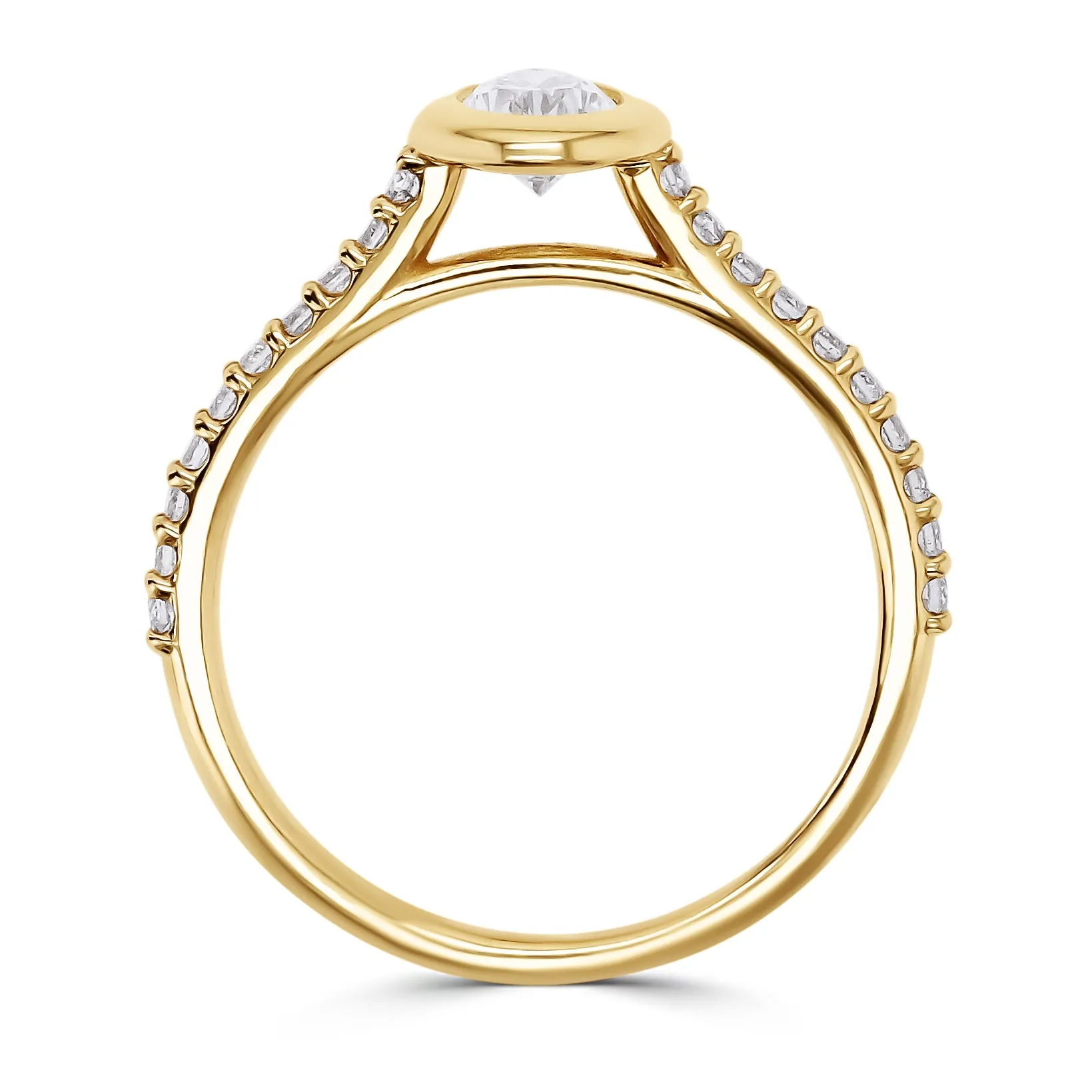 Bezel Set Pear Diamond Engagement Ring