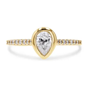 Bezel Set Pear Diamond Engagement Ring