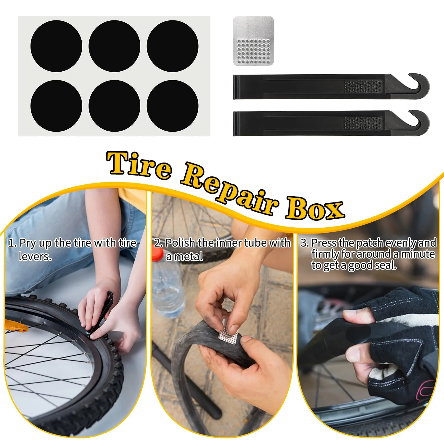 Bike Repair Kit, Bicycle Repair Bag With Tire Pump, Bike Tool Kit for Camping Cycling, 16-in-1 Bike Multitool, Bicycle Tire Repair Kit, 4mm and 5mm Allen Wrenches, Used for Mountain Bike and Road Bike