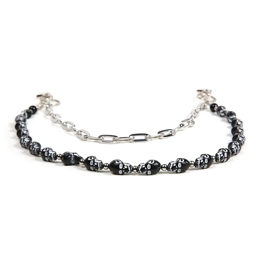 Biker Wallet Chain With 20 Black Skulls