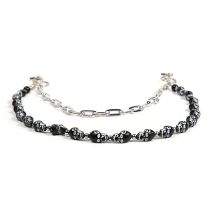 Biker Wallet Chain With 20 Black Skulls