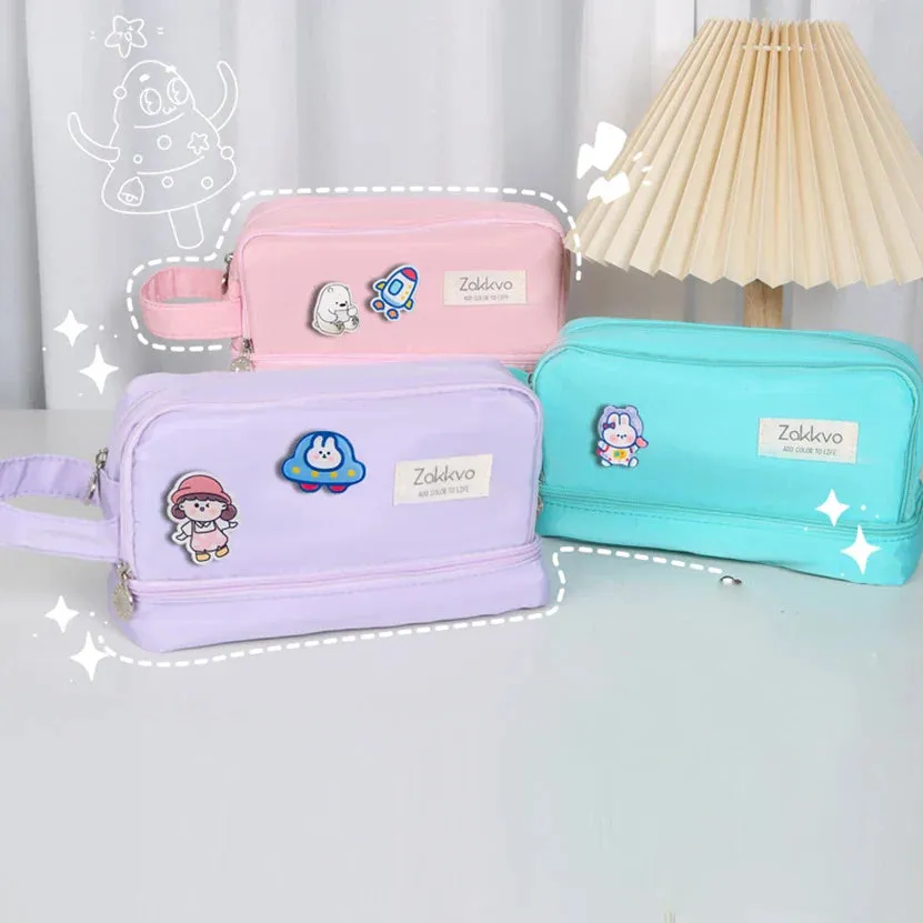 binfenxie Pencil Case Kawaii Material Escolar Big The Badge Pencilcase Cute Bags For Girls School Supplies Trousse Scolaire Pouch Etui