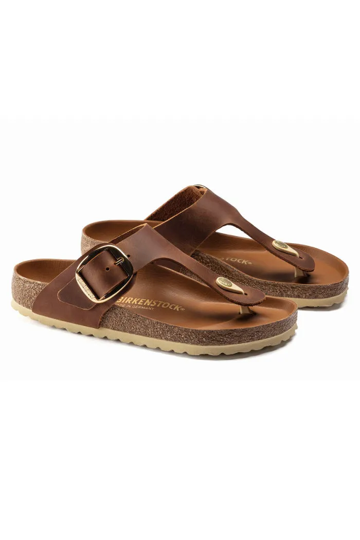 BIRKENSTOCK GIZEH BIG BUCKLE IN COGNAC LEATHER