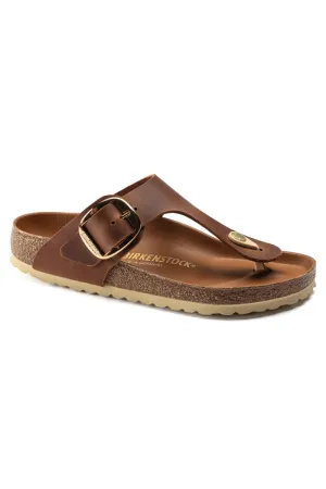 BIRKENSTOCK GIZEH BIG BUCKLE IN COGNAC LEATHER