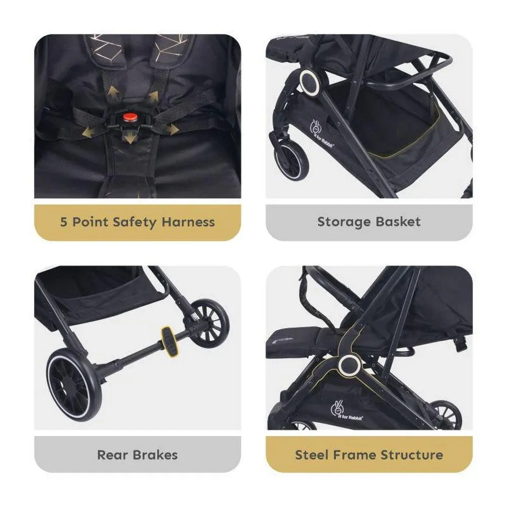 Black Pocket Air Lite Stroller With One Hand Fold