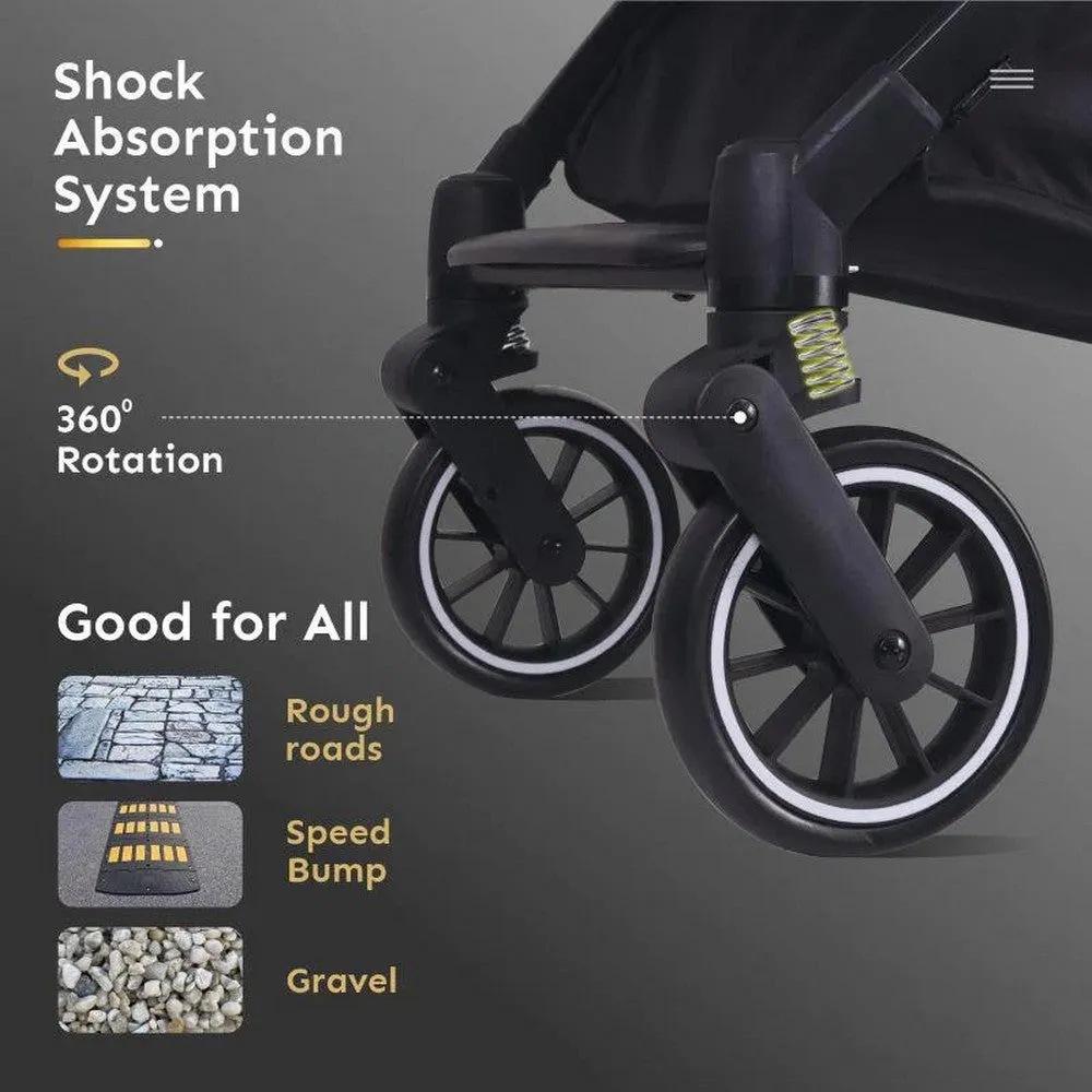Black Pocket Air Lite Stroller With One Hand Fold