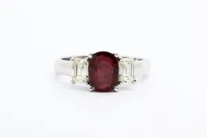 BLOOD RUBY AND DIAMOND RING AD NO.1624