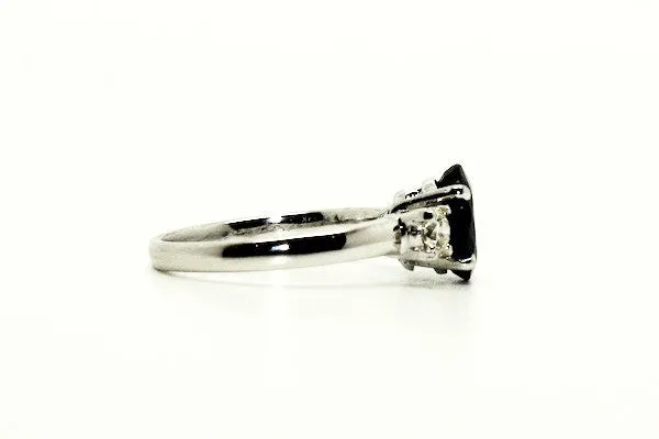 Blue Sapphire & Diamond  3 Stone Ring / Item Code: RNG 21