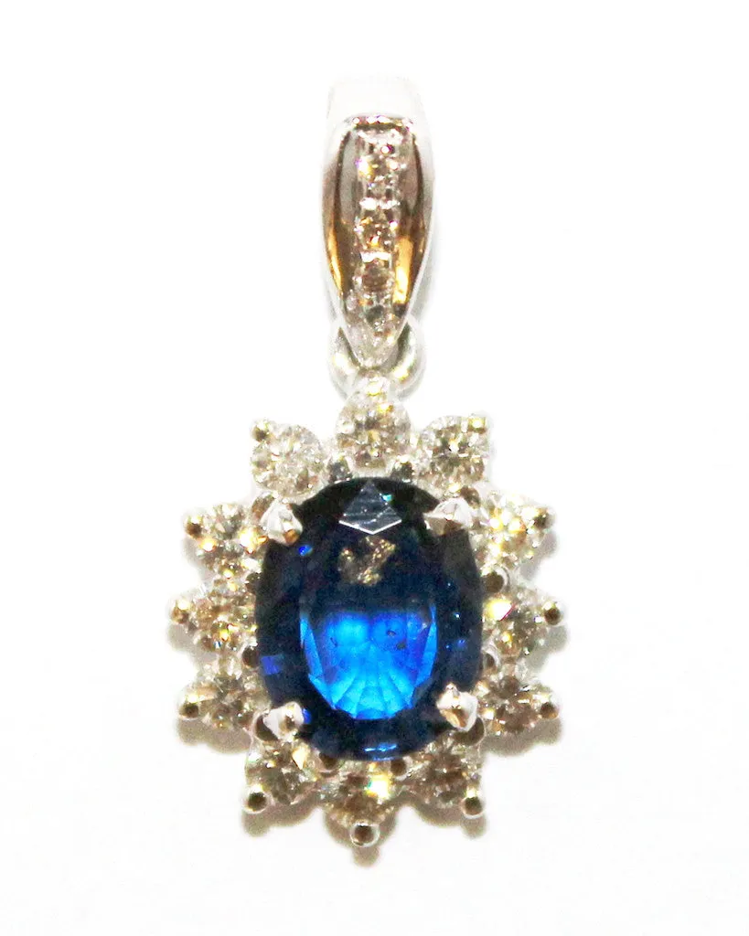 Blue Sapphire And Diamond Pendant AD No. 0620