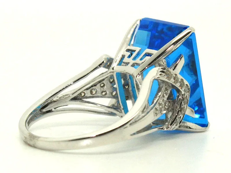 Blue Topaz & Diamond Arrow Ring /Item code: RNG 10