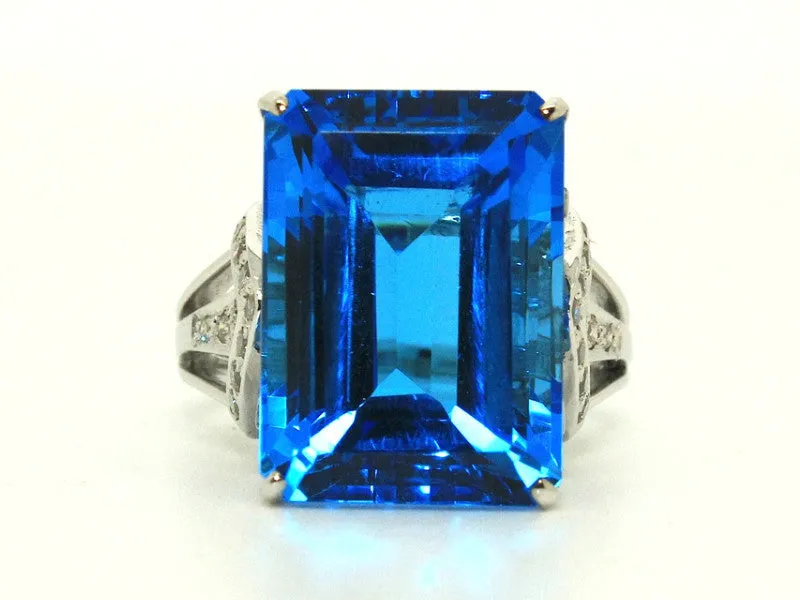 Blue Topaz & Diamond Arrow Ring /Item code: RNG 10