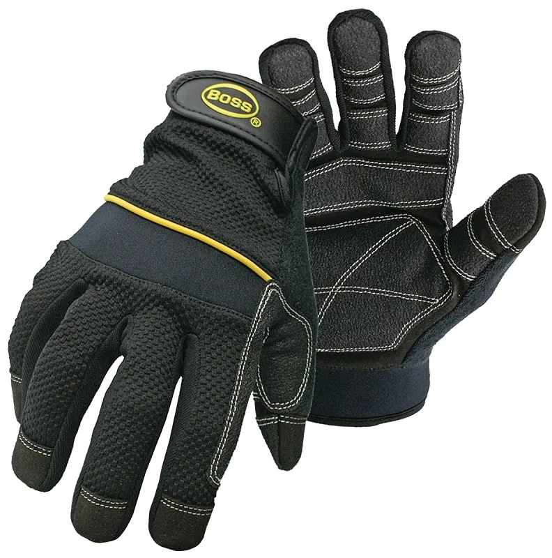 Boss 5202X Utility Gloves, XL, Wing Thumb, Wrist Strap Cuff, PVC/Synthetic Leather :PR: QUANTITY: 1
