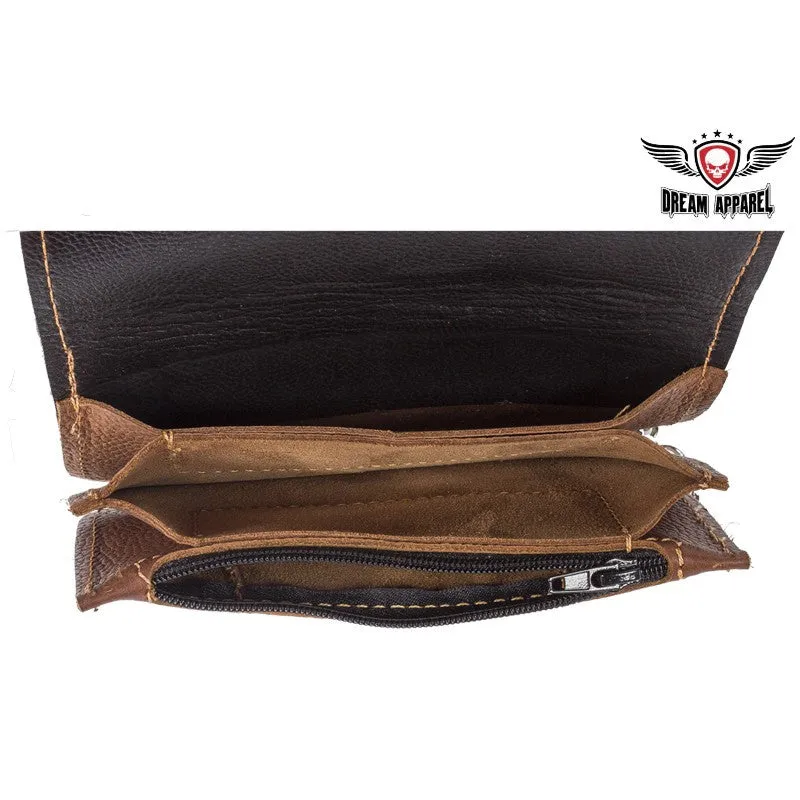 Brown Leather Bifold 3 Compartment Wallet