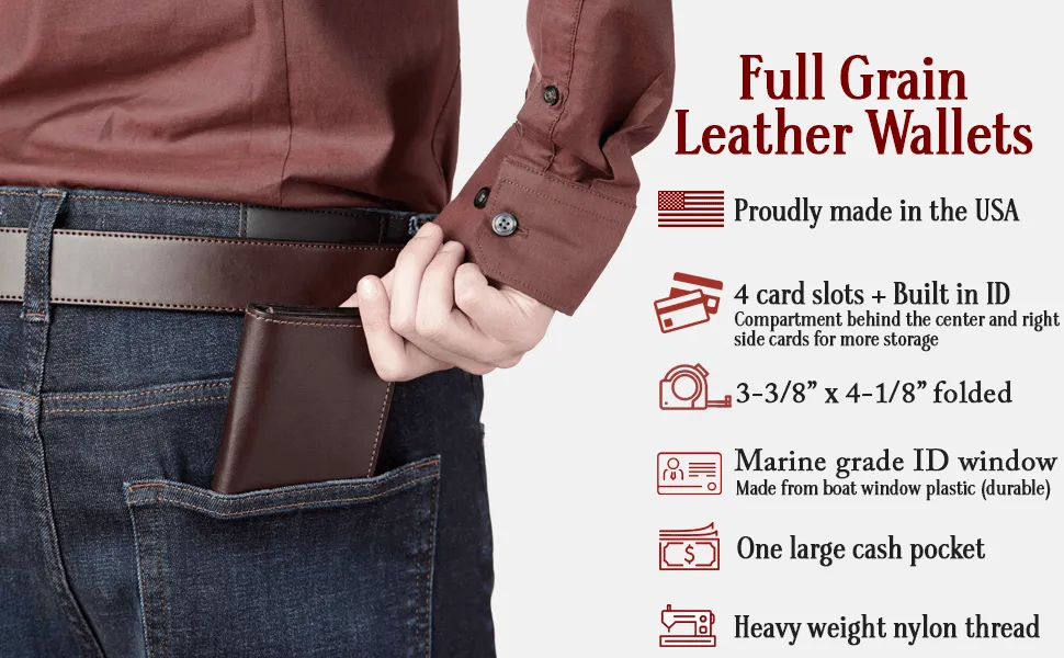 Brown Premium Leather Trifold Wallet With ID Window