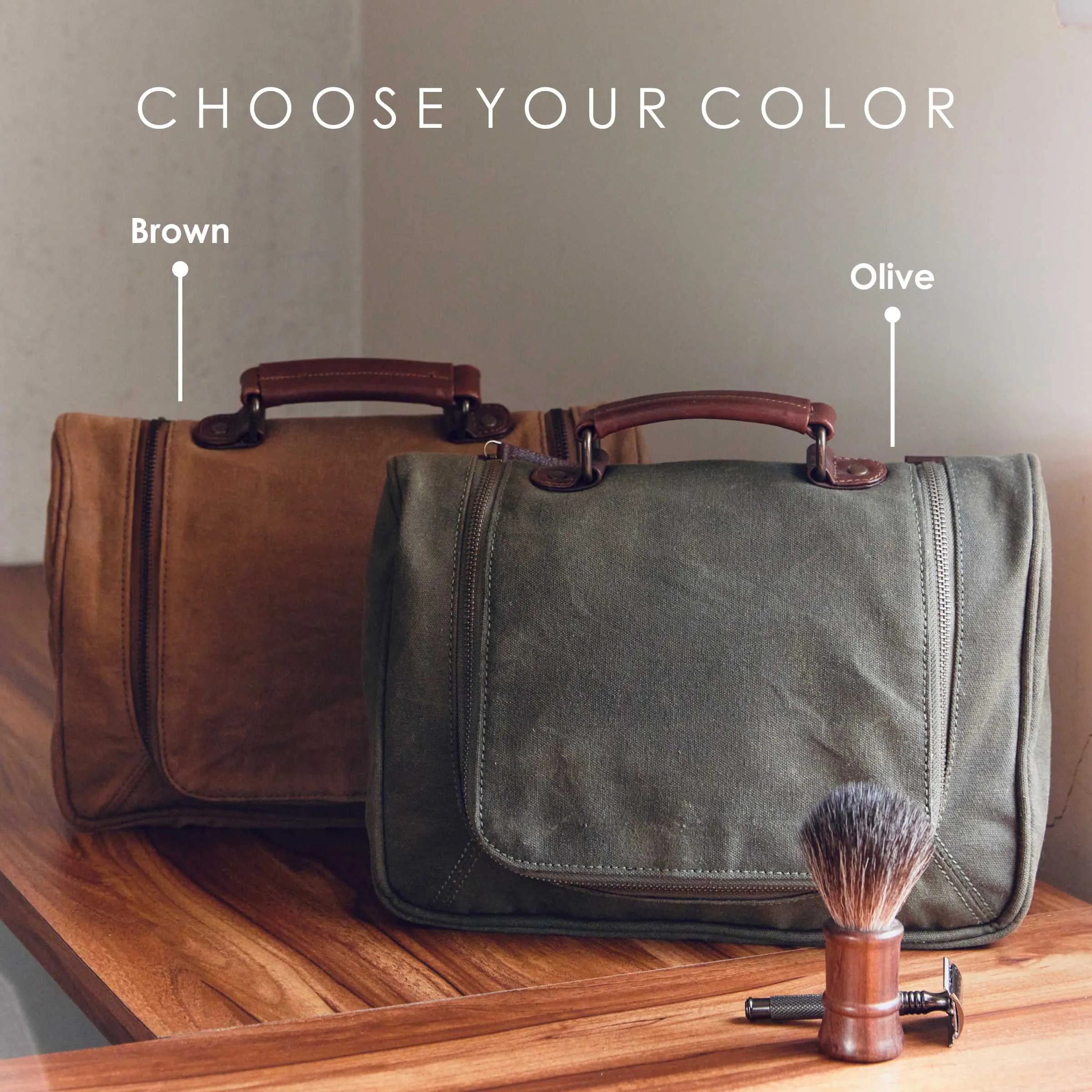 Brown Toiletry Bag | Waxed Canvas