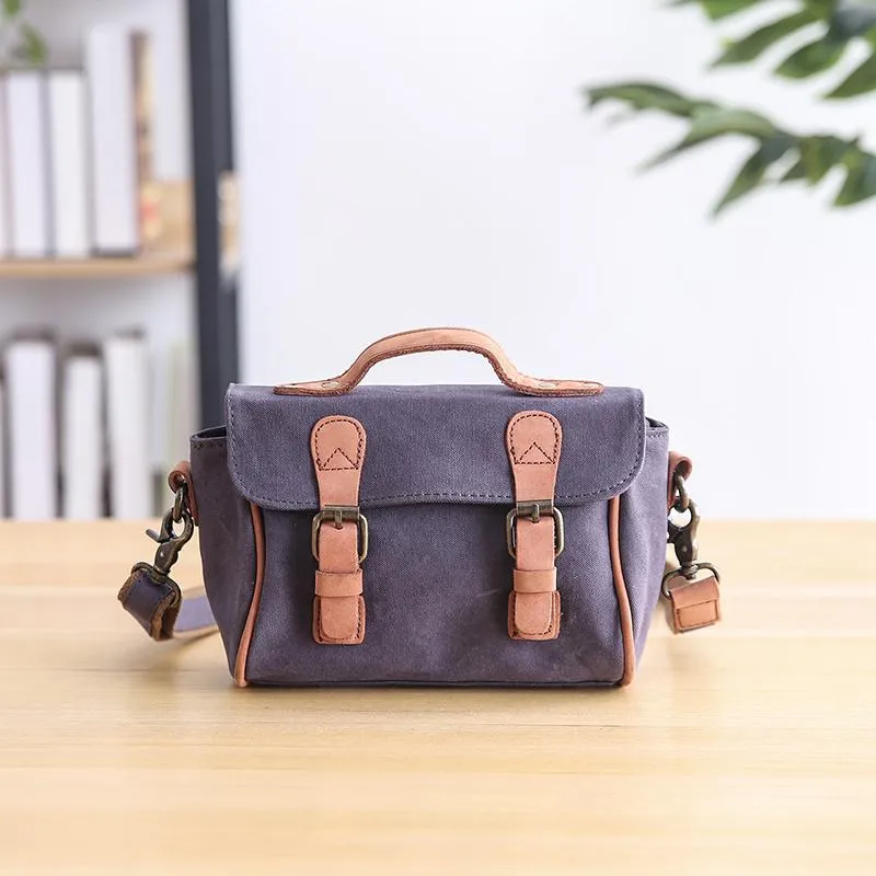 Canvas Leather Mens Womens Green Portable Side Bag Khaki Messenger Bag Small Courier Bag For Men