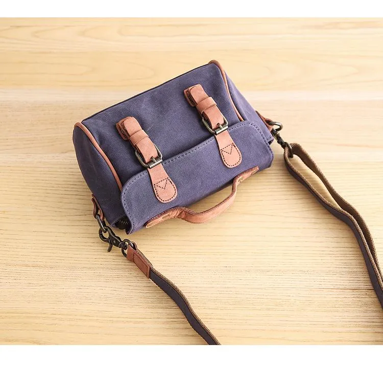 Canvas Leather Mens Womens Green Portable Side Bag Khaki Messenger Bag Small Courier Bag For Men