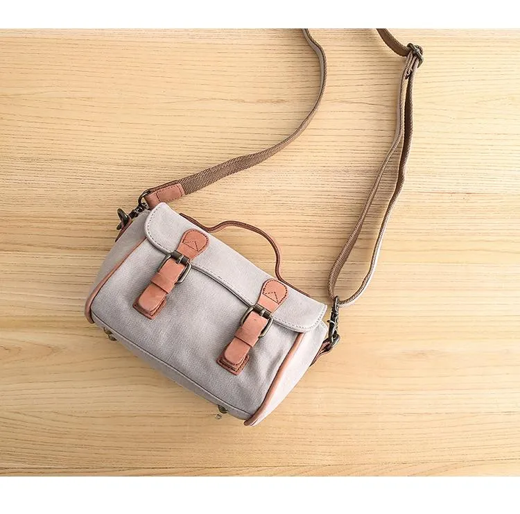 Canvas Leather Mens Womens Green Portable Side Bag Khaki Messenger Bag Small Courier Bag For Men