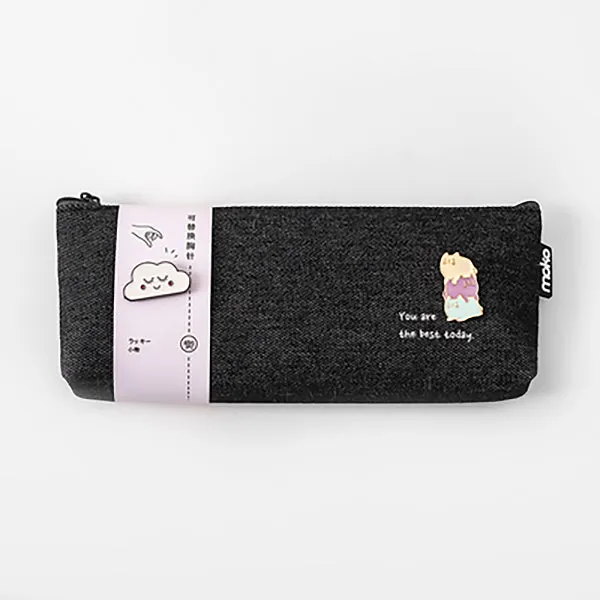 Canvas Pencil Pouch with Brooch