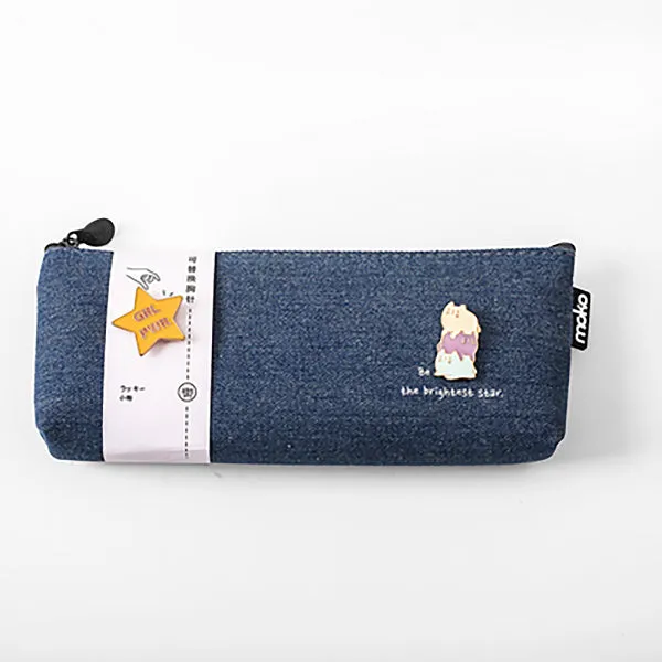 Canvas Pencil Pouch with Brooch