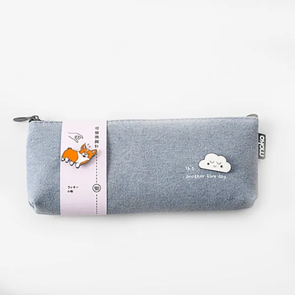 Canvas Pencil Pouch with Brooch