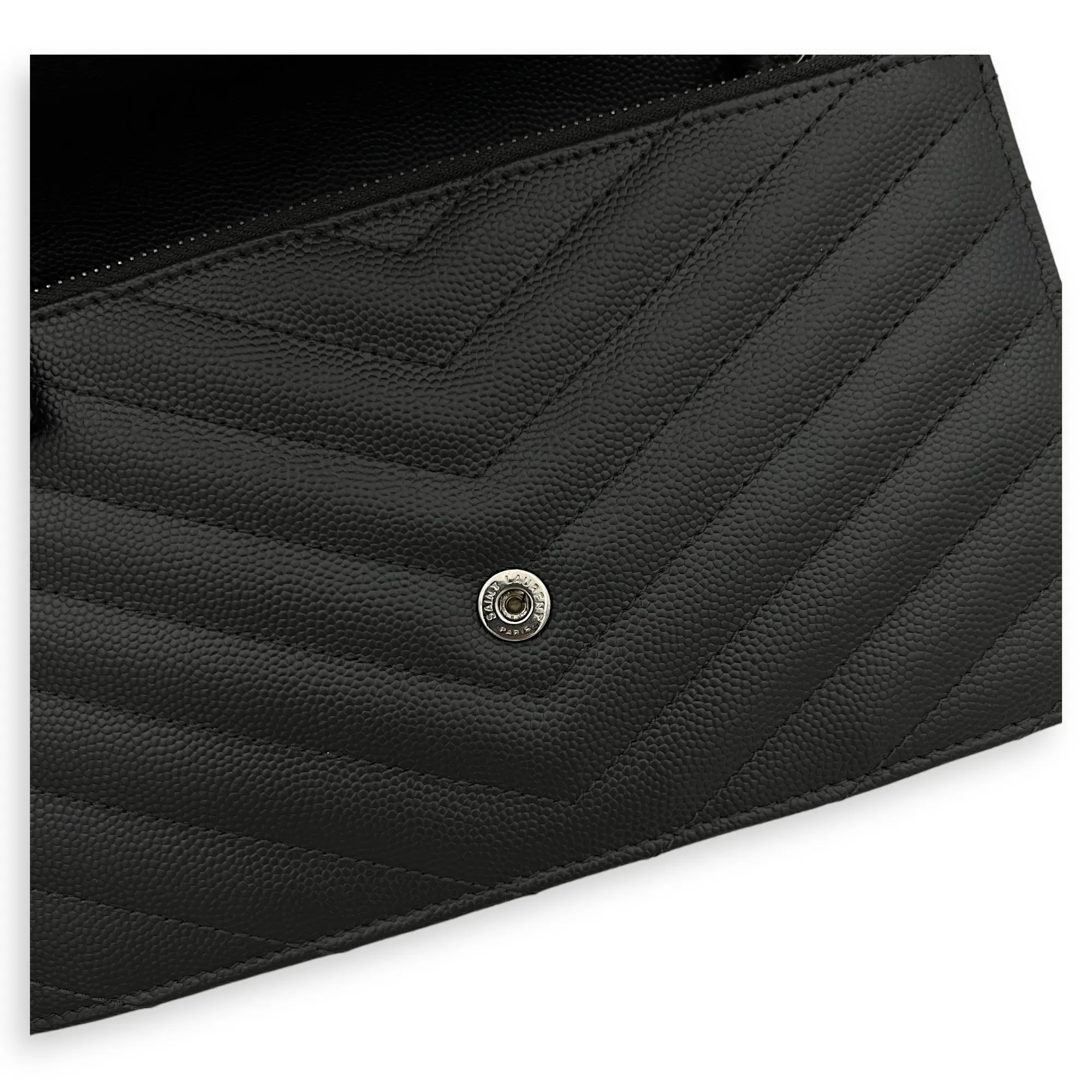 Cassandre Wallet On Chain Grey in Calfskin, Silver hardware