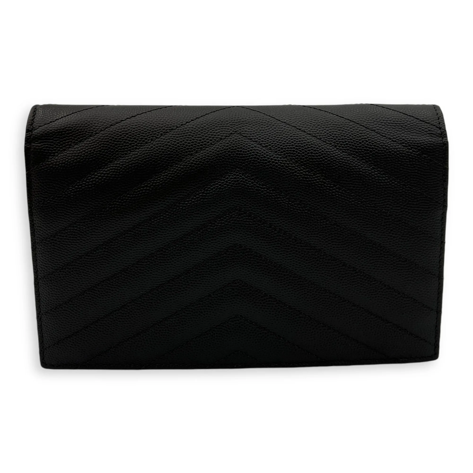 Cassandre Wallet On Chain Grey in Calfskin, Silver hardware