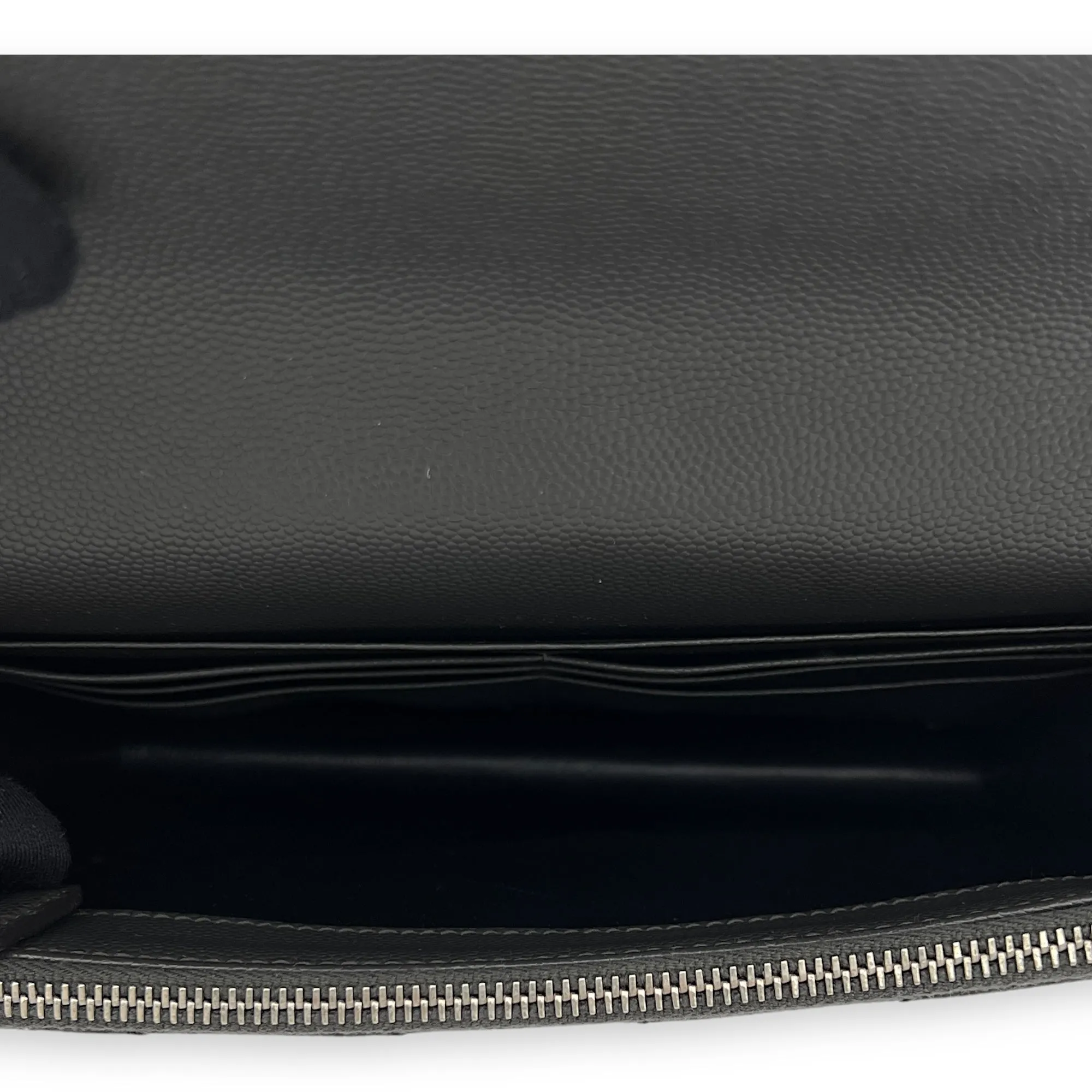 Cassandre Wallet On Chain Grey in Calfskin, Silver hardware