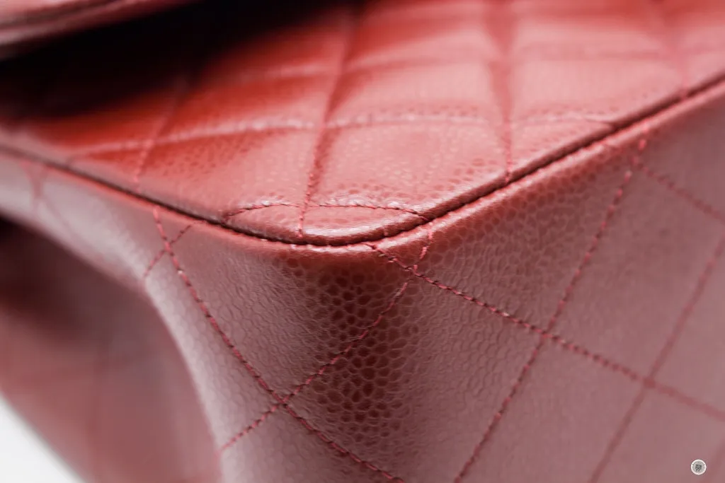 Chanel A58600 Classic CC Red Caviar Jumbo Shoulder Bags Shw