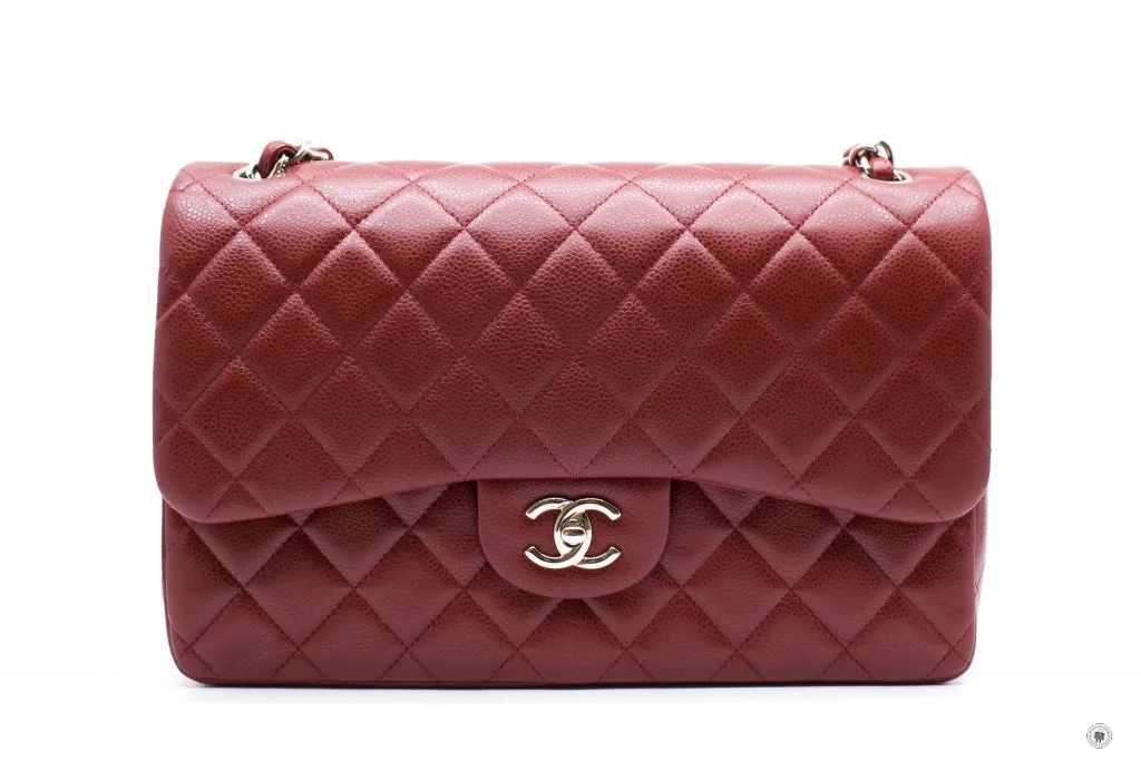 Chanel A58600 Classic CC Red Caviar Jumbo Shoulder Bags Shw