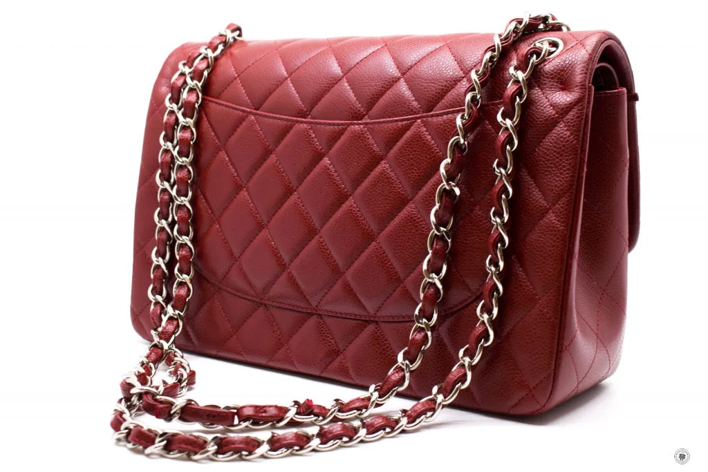Chanel A58600 Classic CC Red Caviar Jumbo Shoulder Bags Shw