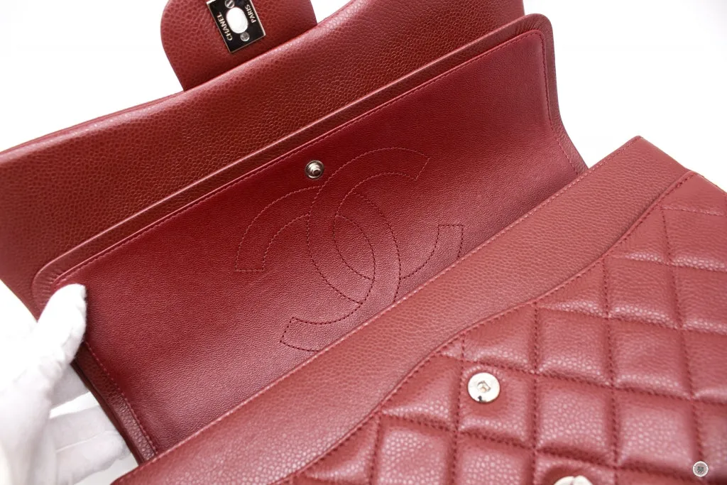Chanel A58600 Classic CC Red Caviar Jumbo Shoulder Bags Shw