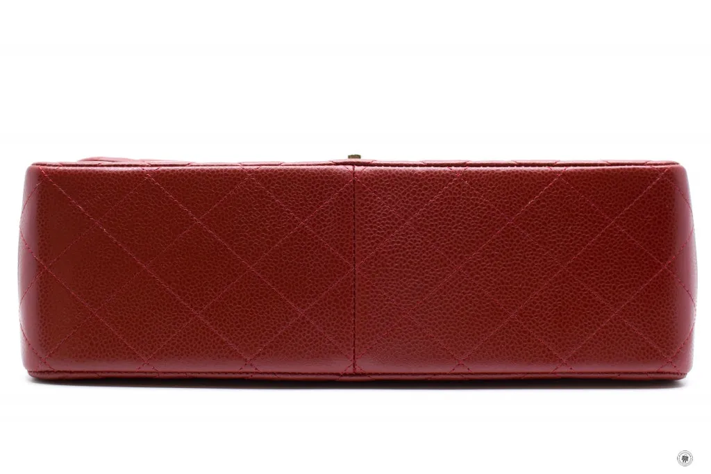 Chanel A58600 Classic CC Red Caviar Jumbo Shoulder Bags Shw