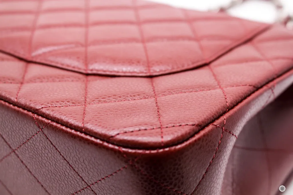 Chanel A58600 Classic CC Red Caviar Jumbo Shoulder Bags Shw
