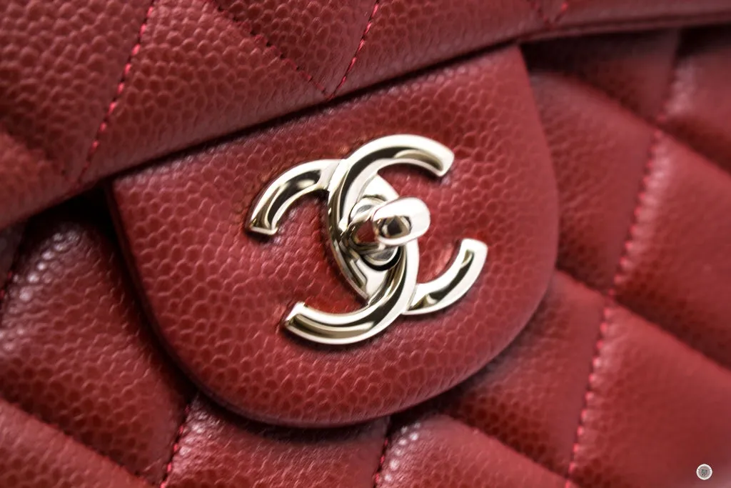Chanel A58600 Classic CC Red Caviar Jumbo Shoulder Bags Shw