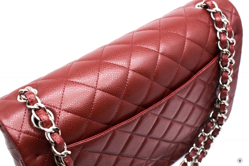 Chanel A58600 Classic CC Red Caviar Jumbo Shoulder Bags Shw