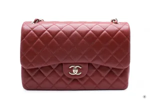 Chanel A58600 Classic CC Red Caviar Jumbo Shoulder Bags Shw